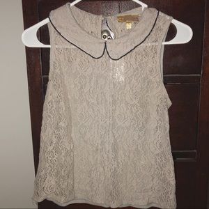 Vera Wang | Gray Lace Sleeveless Blouse, S